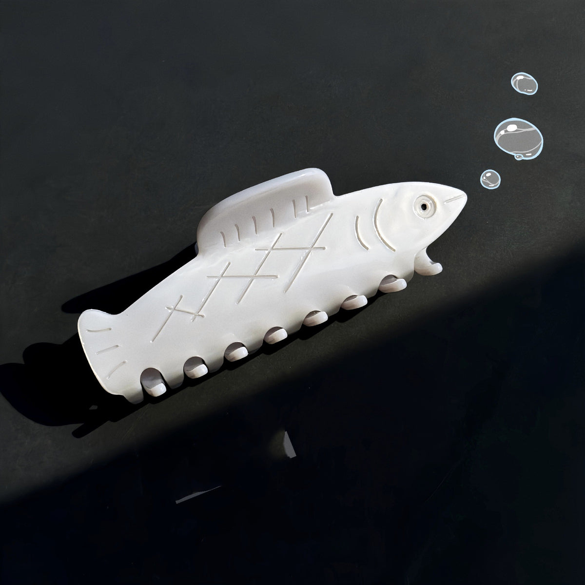 Silver White Tropical Fish Barrette Hair Clip
