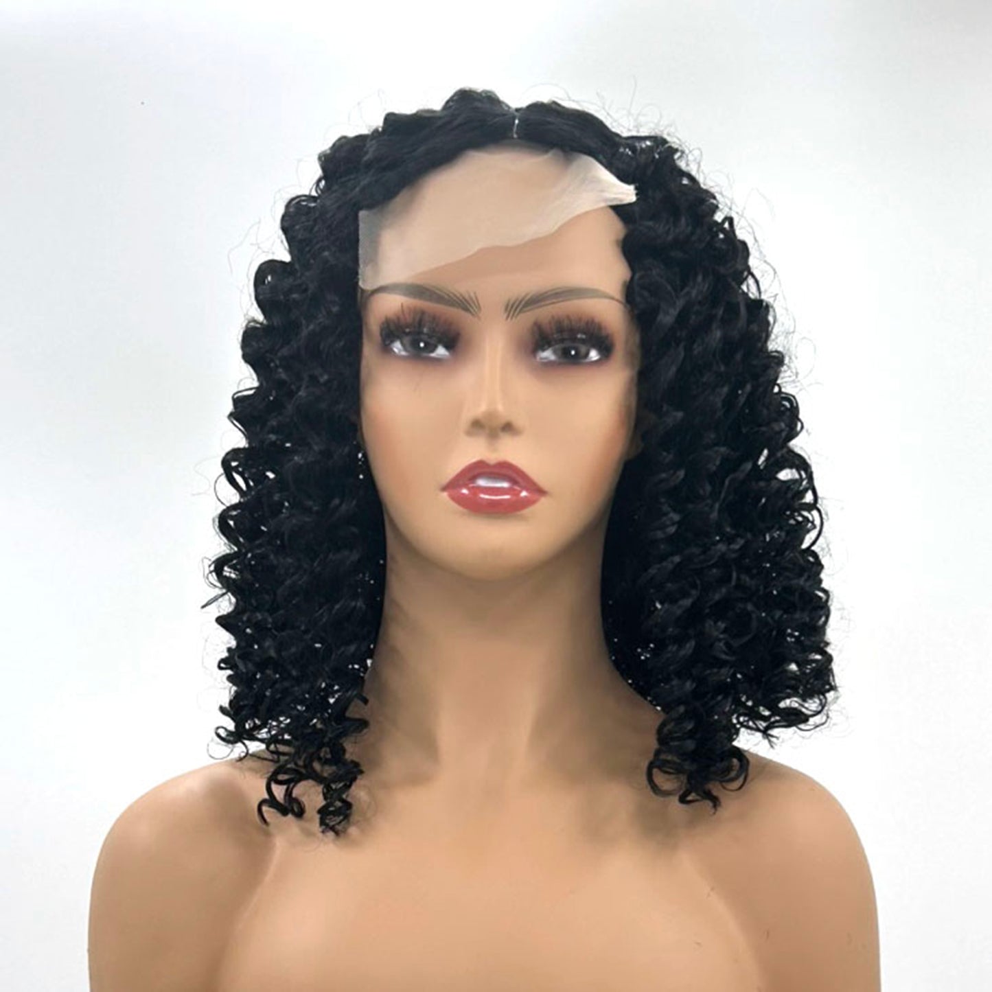 Short Bob Wigs Deep Wave Rose Net Curly Wig Glueless Machine Made