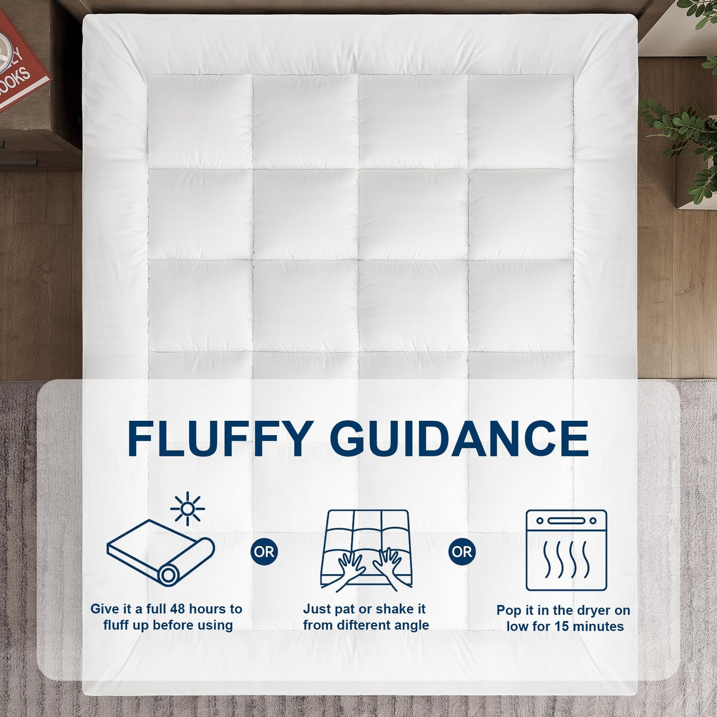 Cooling Mattress Topper Pad - Ultra-Soft Quilted Design, Deep Pocket