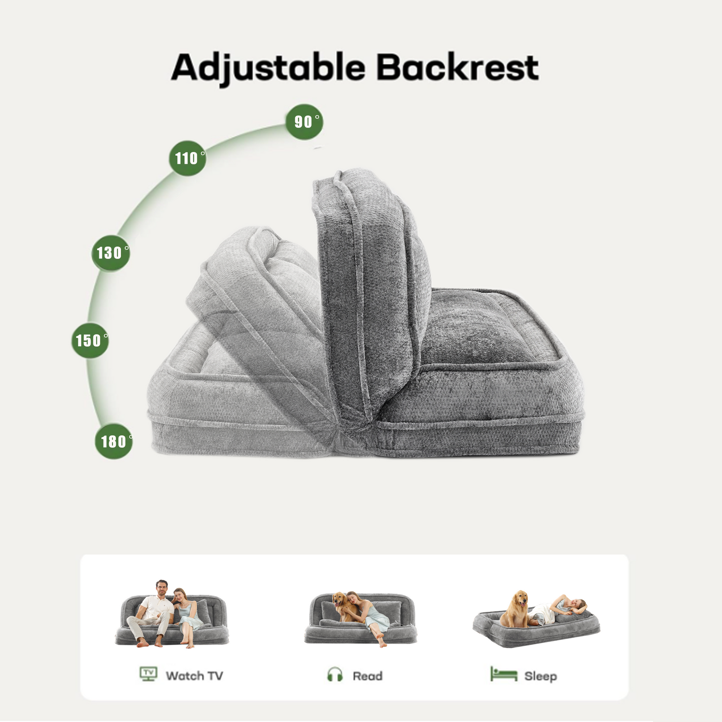 Extra Large Chenille Loveseat Sofa - Light Gray, 2-in-1 Dog Bed