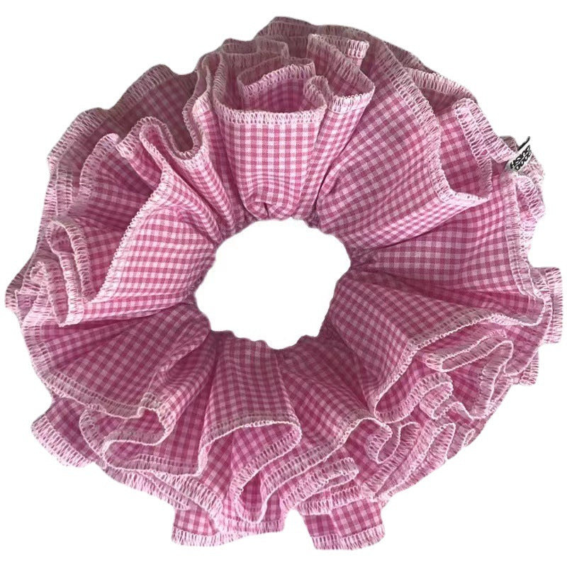 Plaid Lace Hair Ring Handmade Hair Accessory