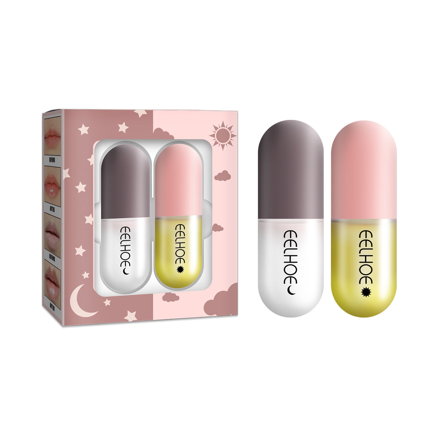 Day and Night Moisturizing Lip Plumper Capsules with Vitamin E and Mint