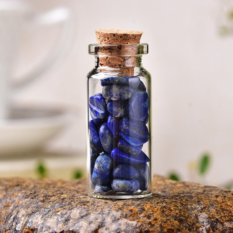 Natural Gravel Glass Wishing Bottle - Crystal Mineral Home Decor