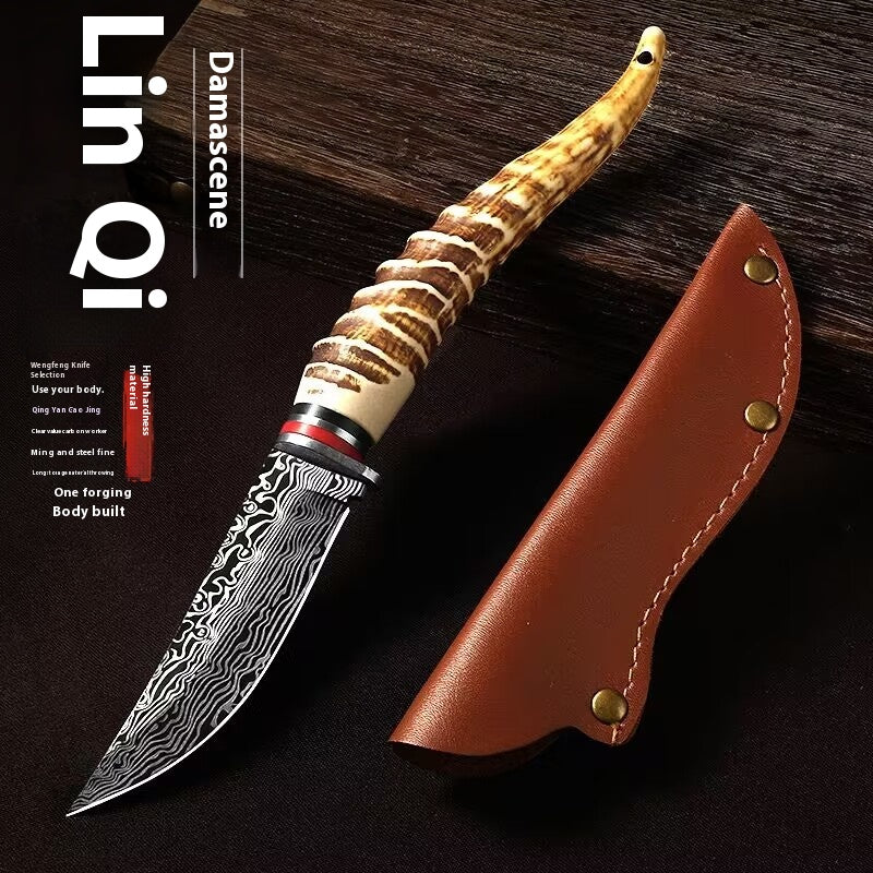 Mongolian Handle Meat Knife with Antler & Horn Options - Ethnic Kitchen Tool