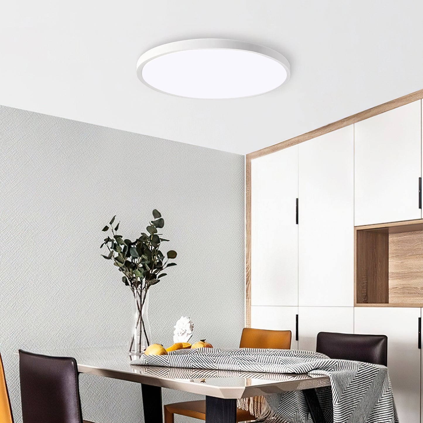 11.8 Inch White Ultra-Thin Ceiling Light - 6500K LED Flush Mount Fixture for Bedroom & Bathroom