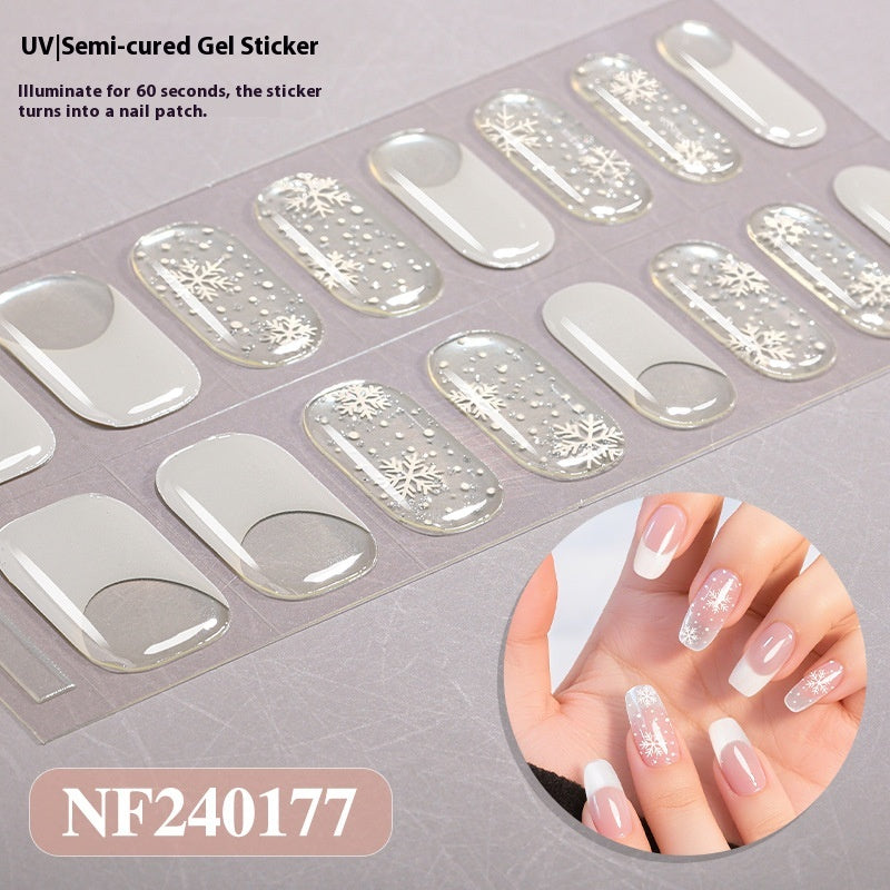 Semi-Cured Christmas Nail Stickers - Gel Nail Art Decals for Holiday Manicure