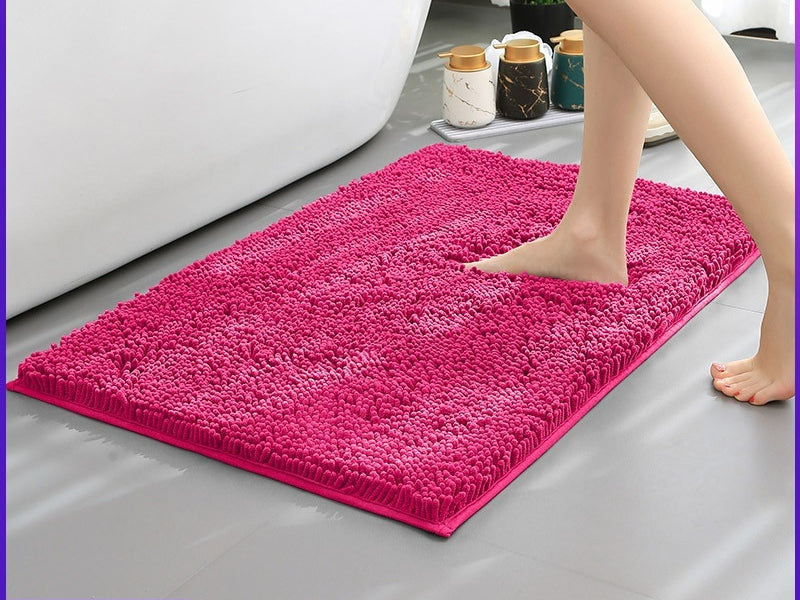 Non-slip Absorbent Bathroom Floor Mat - Stain-Resistant, Dense Woven Chenille