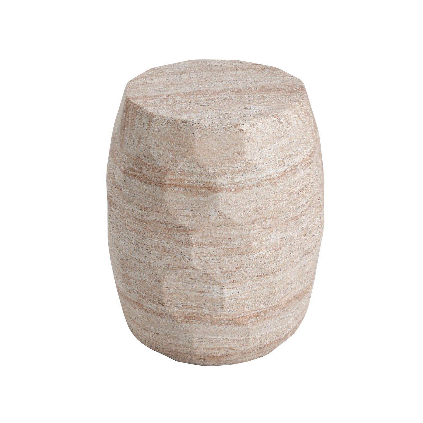 Lightweight Concrete Side Table with Travertine Finish - Beige