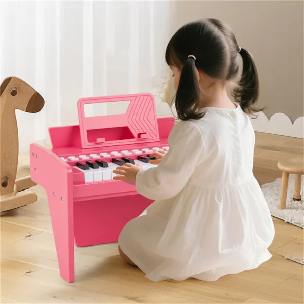 Mini Digital Piano for Kids - 25 Keys, Lighted Teaching Mode, Pink