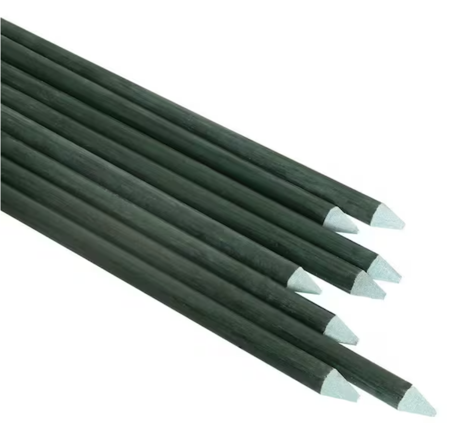 Fiberglass Round Rods Dark Green - 10 Garden Tools Sticks