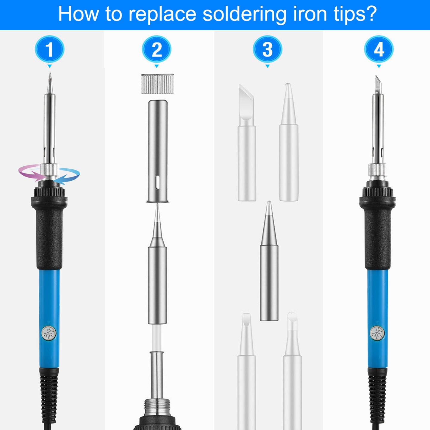 110V Adjustable Temperature Soldering Iron Kit with 5 Tips for PCB Electronics Repair