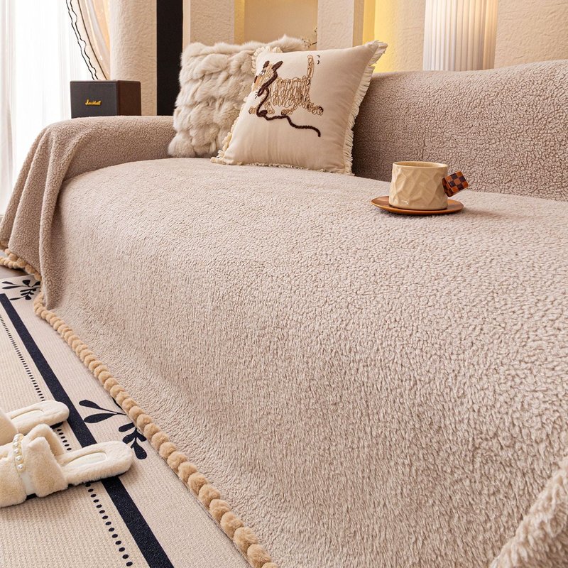 Thickened Lambswool Sofa Cover - Wrinkle-Resistant & Dust-Proof