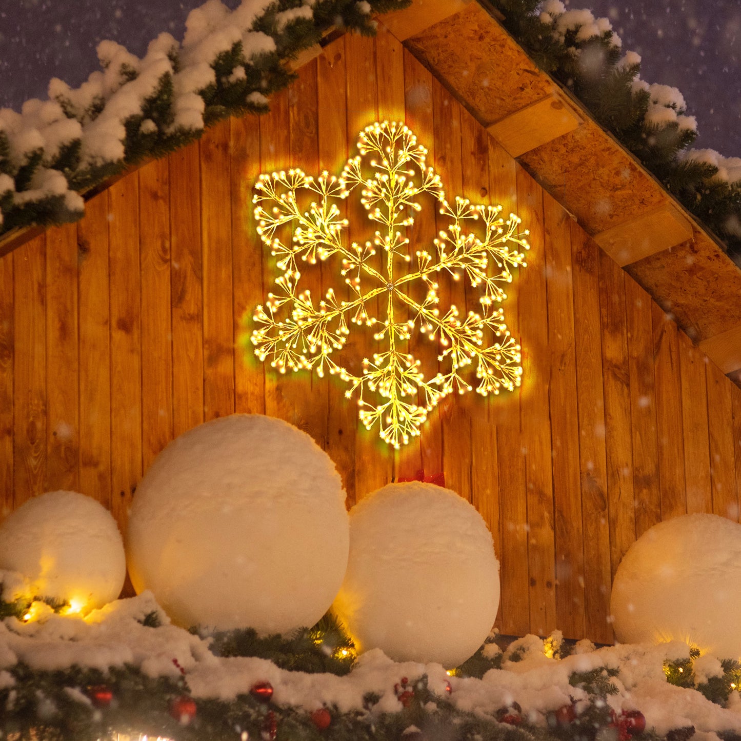 LED Snowflake Christmas Lights Warm White Outdoor Decor 60-90cm