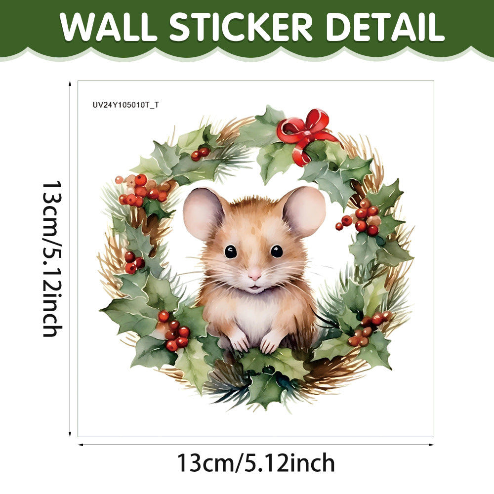 Christmas Cartoon Animal Mouse Hole Wall Sticker - Festive Decor for Home & Garden