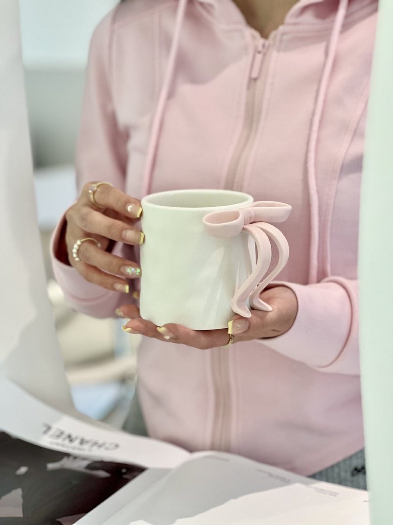 Cute Ceramic Bow Mug 400ml Ins Style Home Kitchen Drinkware
