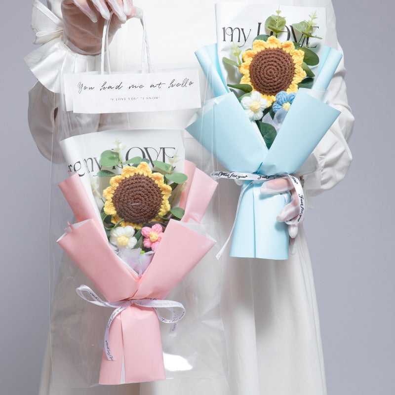 Artificial Flower Bouquet for Gift and Decoration - Knitted Floral Arrangement