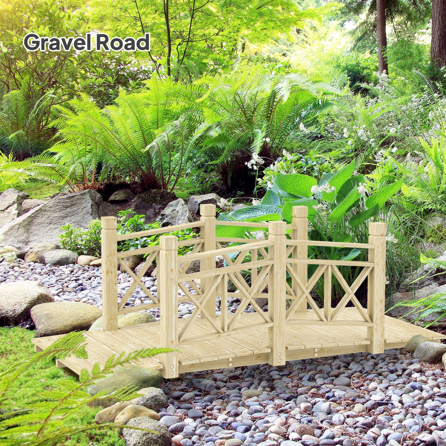 Wooden Garden Bridge Footbridge for Ponds Creek Streams 5 ft Nature Wood