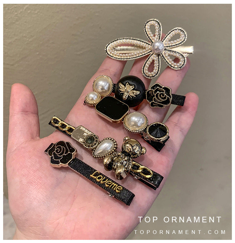 Women's Hair Clip Set - Fringe Side Barrettes in Multiple Colors & Styles
