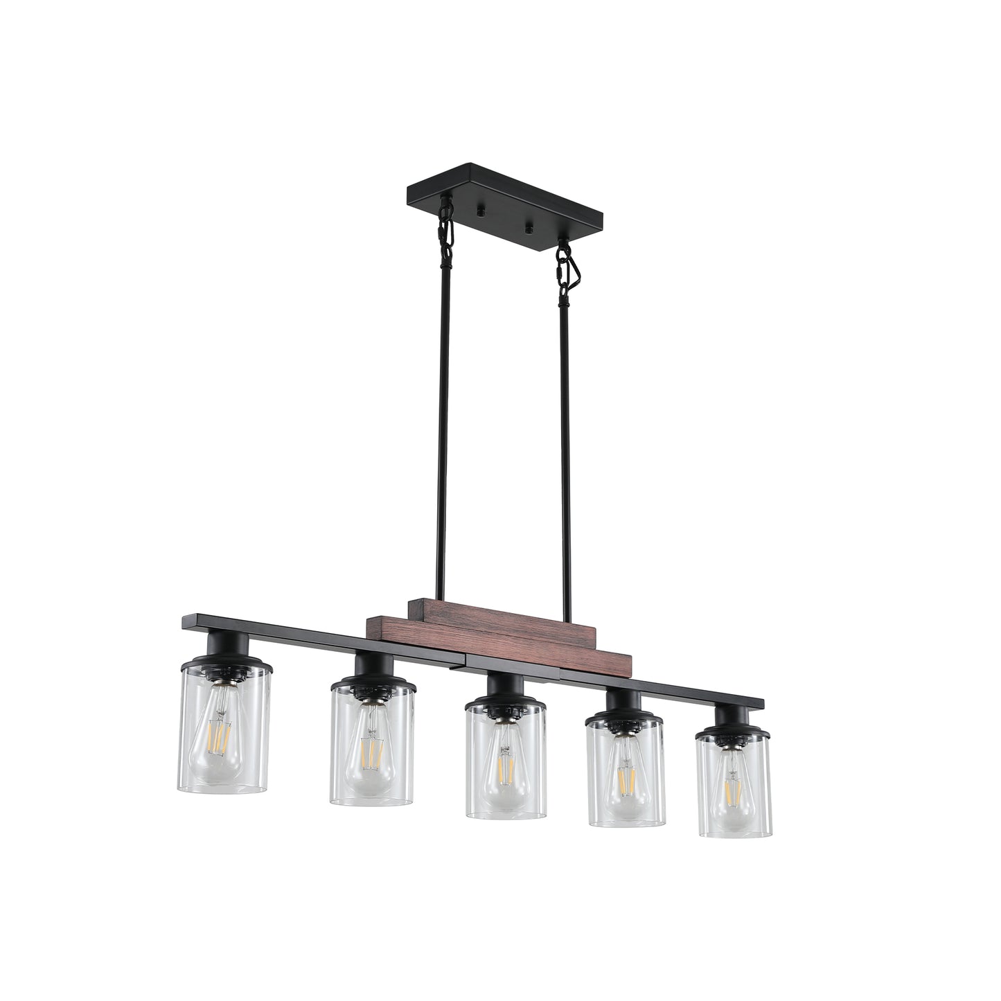 Industrial Farmhouse 5-Light Pendant Chandelier - Adjustable Height