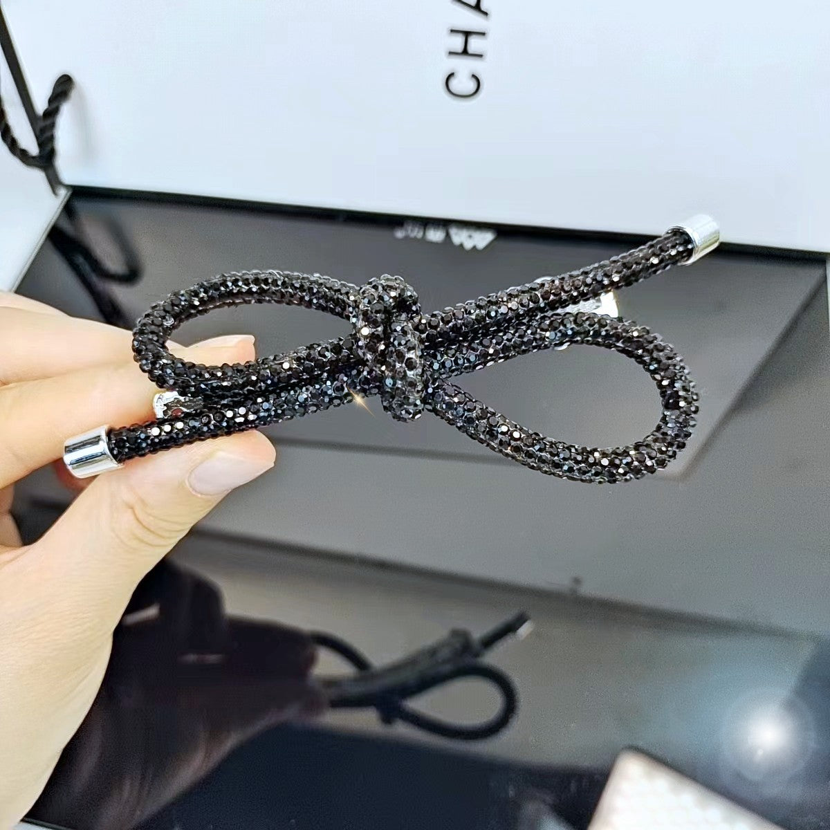 Elegant Rhinestone Bow Hair Clip - Luxury Hair Accessory for Women