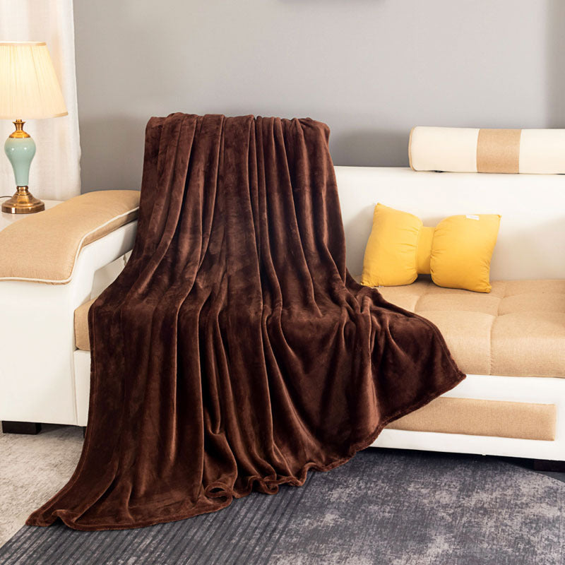 Thickened Coral Fleece Blanket Solid Color Vegan-Friendly Home Bedding