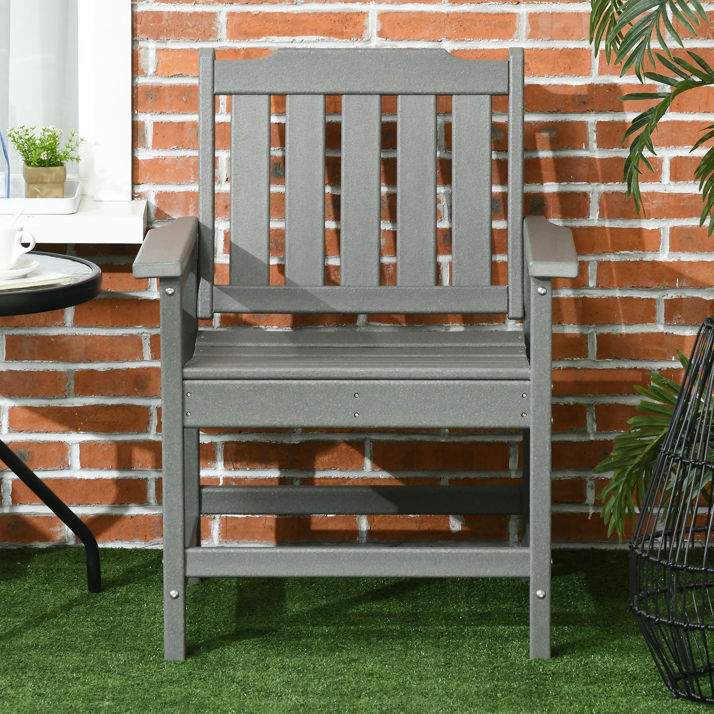 Gray HDPE Patio Dining Chair - Heavy Duty Outdoor Seating