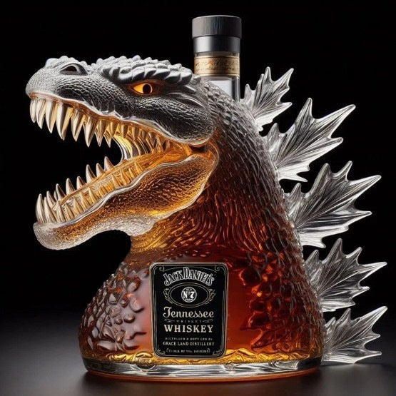 Dragon Head-Shaped Whiskey Bottle with Faucet - High Borosilicate Glass 400ml