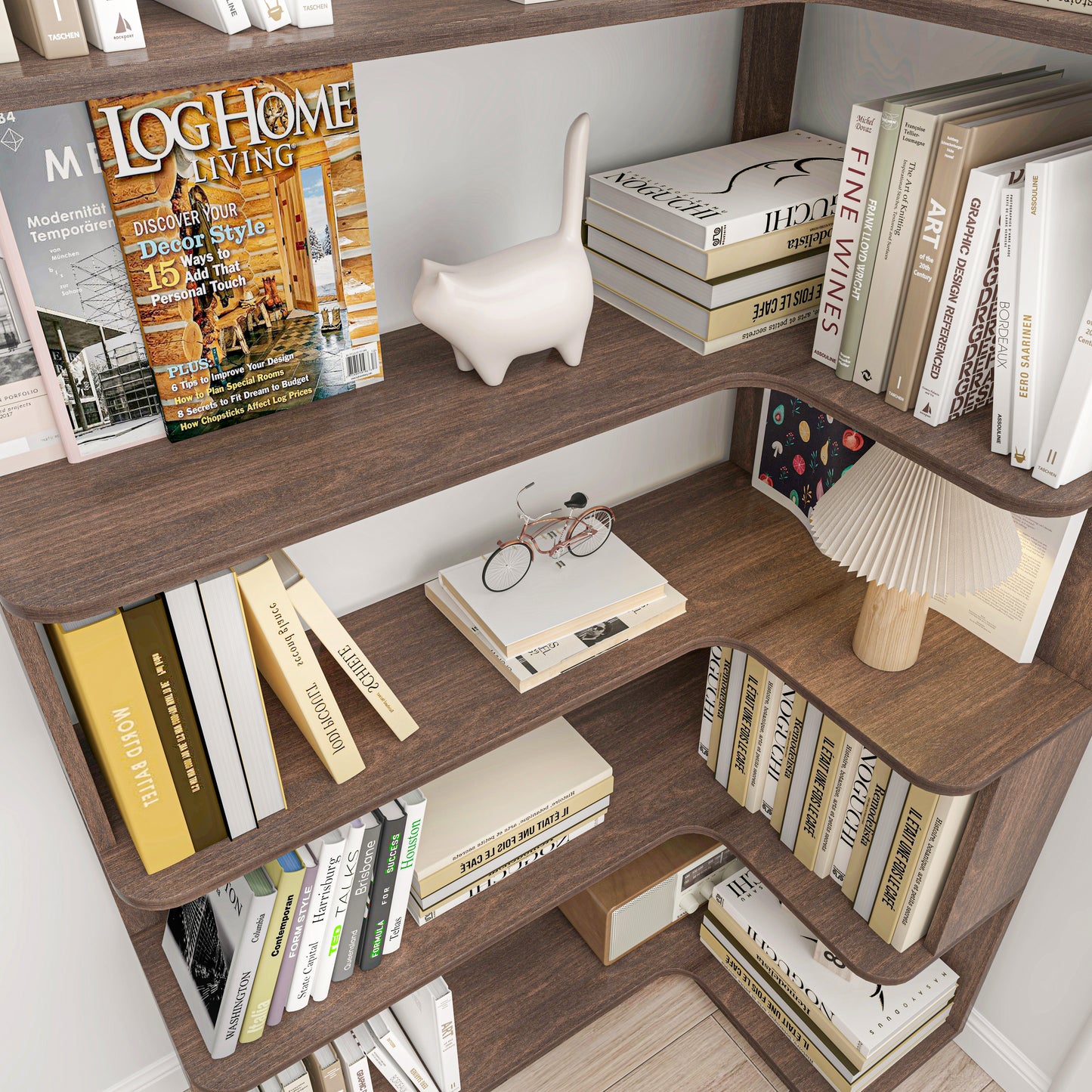 90cm 35.43in Extended Size Freestanding Corner Bookshelf For Living