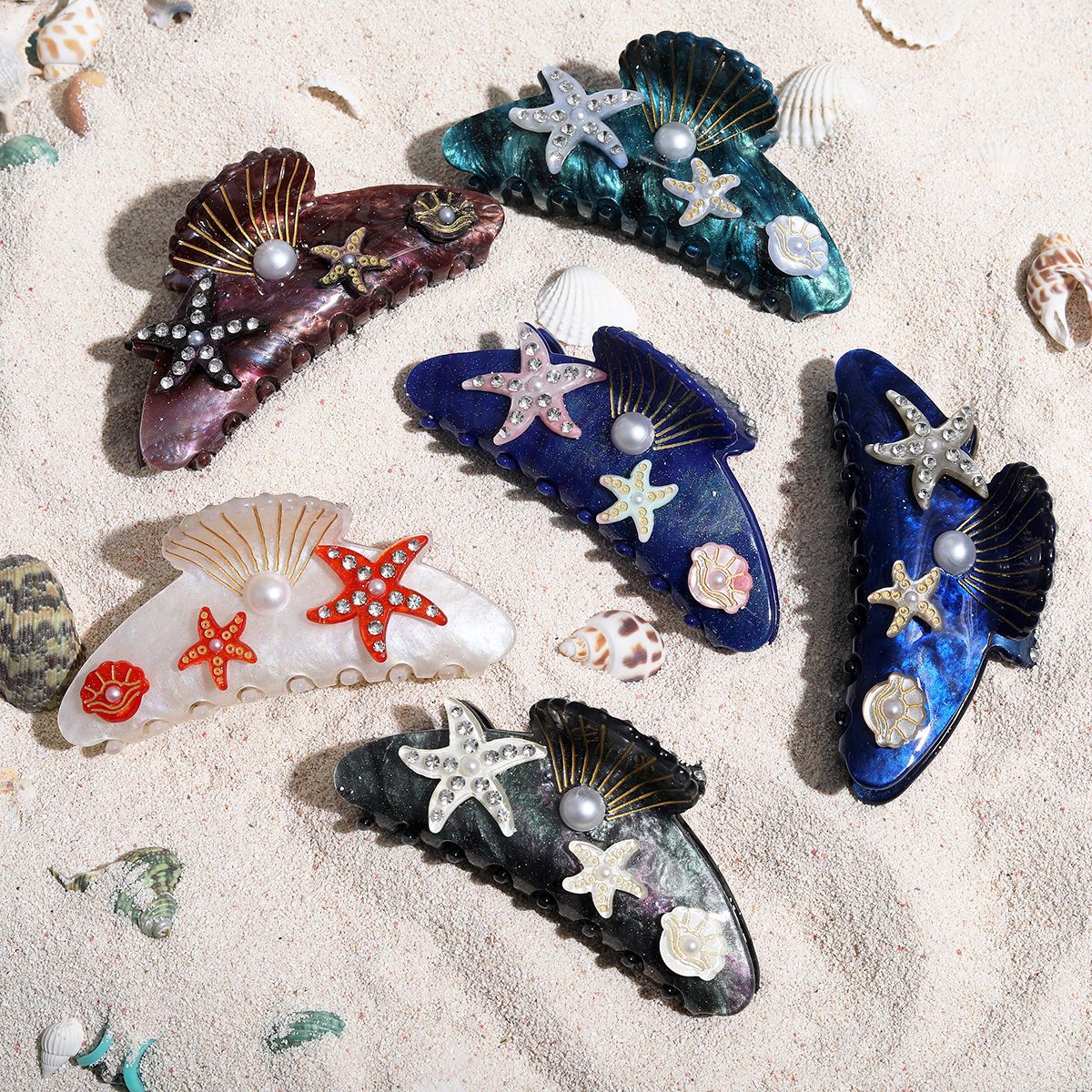 Acrylic Starfish Shell Hair Barrette