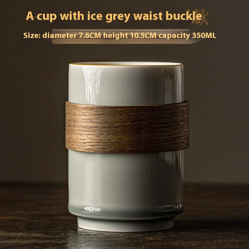 Minimalist Ice Gray Ceramic Drinking Cup 350ML - Chinese Style Home Kitchen