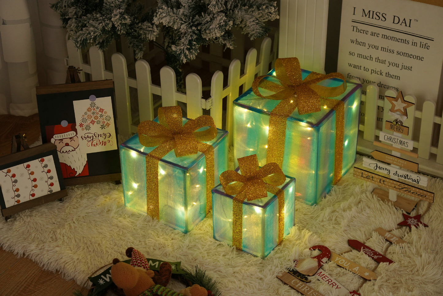 Remote Control Christmas Gift Box Lights - Holiday Decorative LED Set