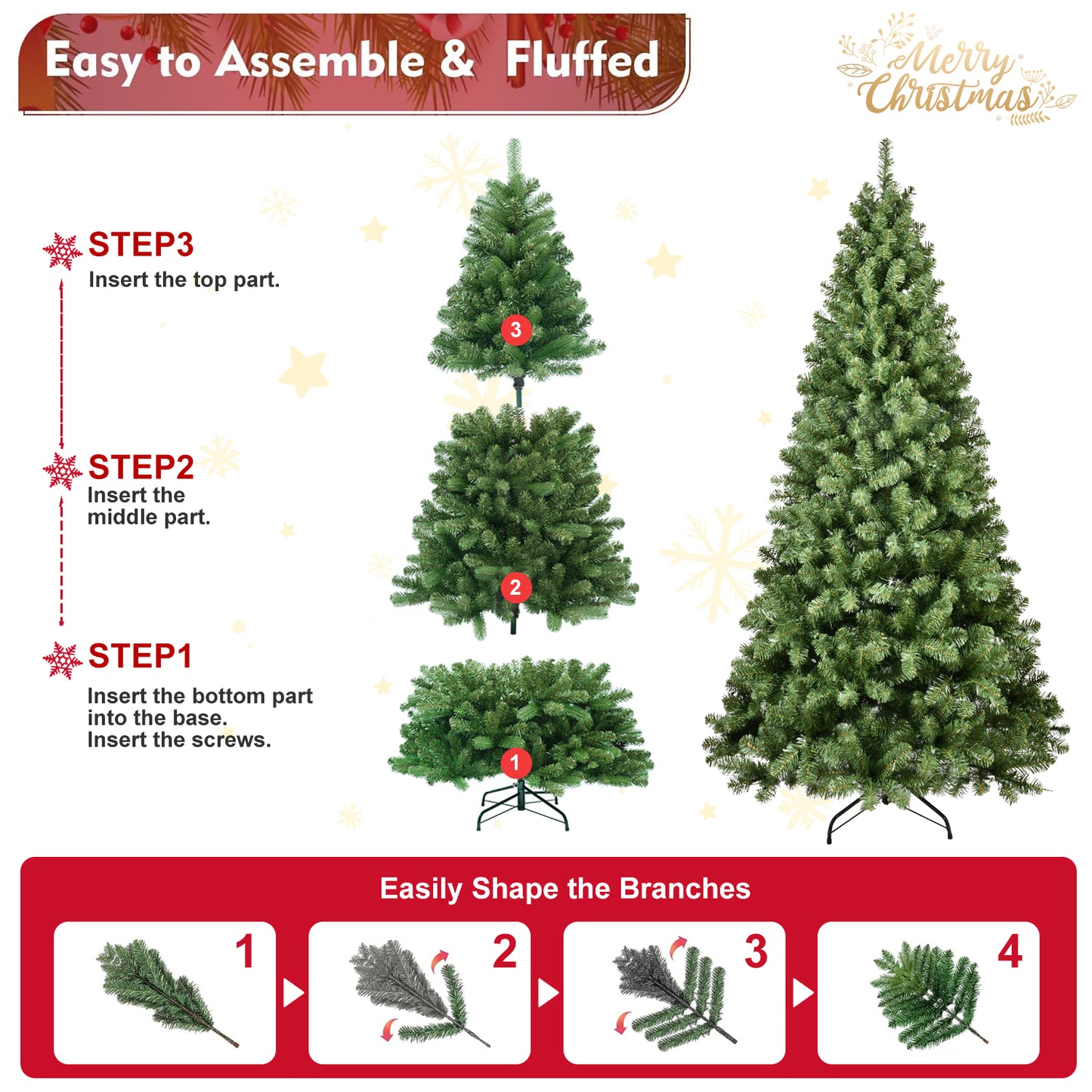 Prelit PVC Christmas Tree - Multiple Heights Available