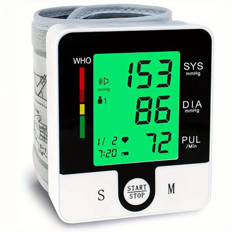 Automatic Wrist Blood Pressure Monitor - Portable Digital Heart Rate Tracker