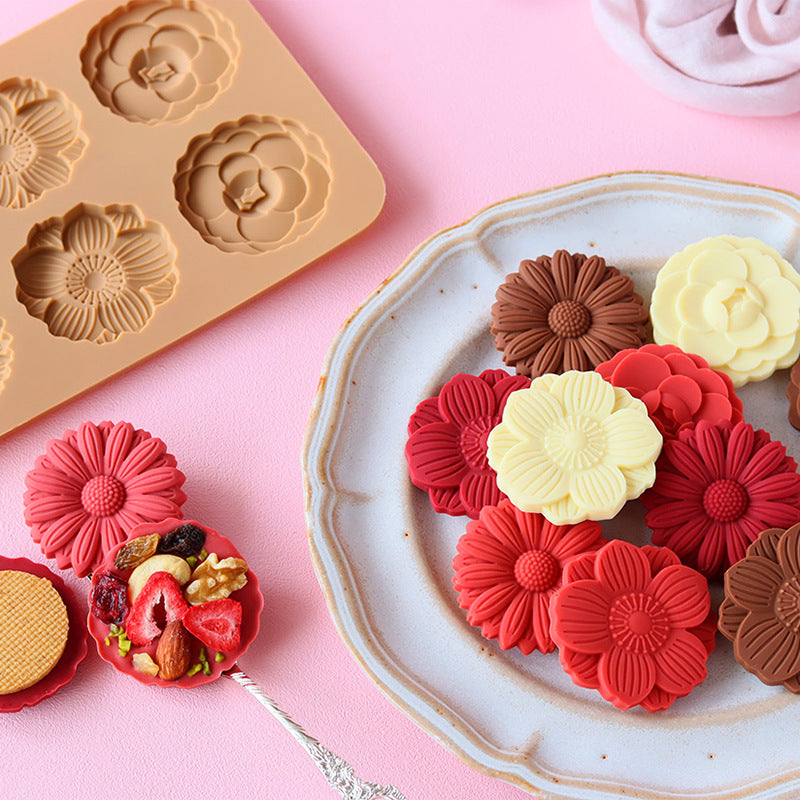 Chocolate Flower Silicone Mold - Baking & Candy Making Tool 150x220mm Light Brown