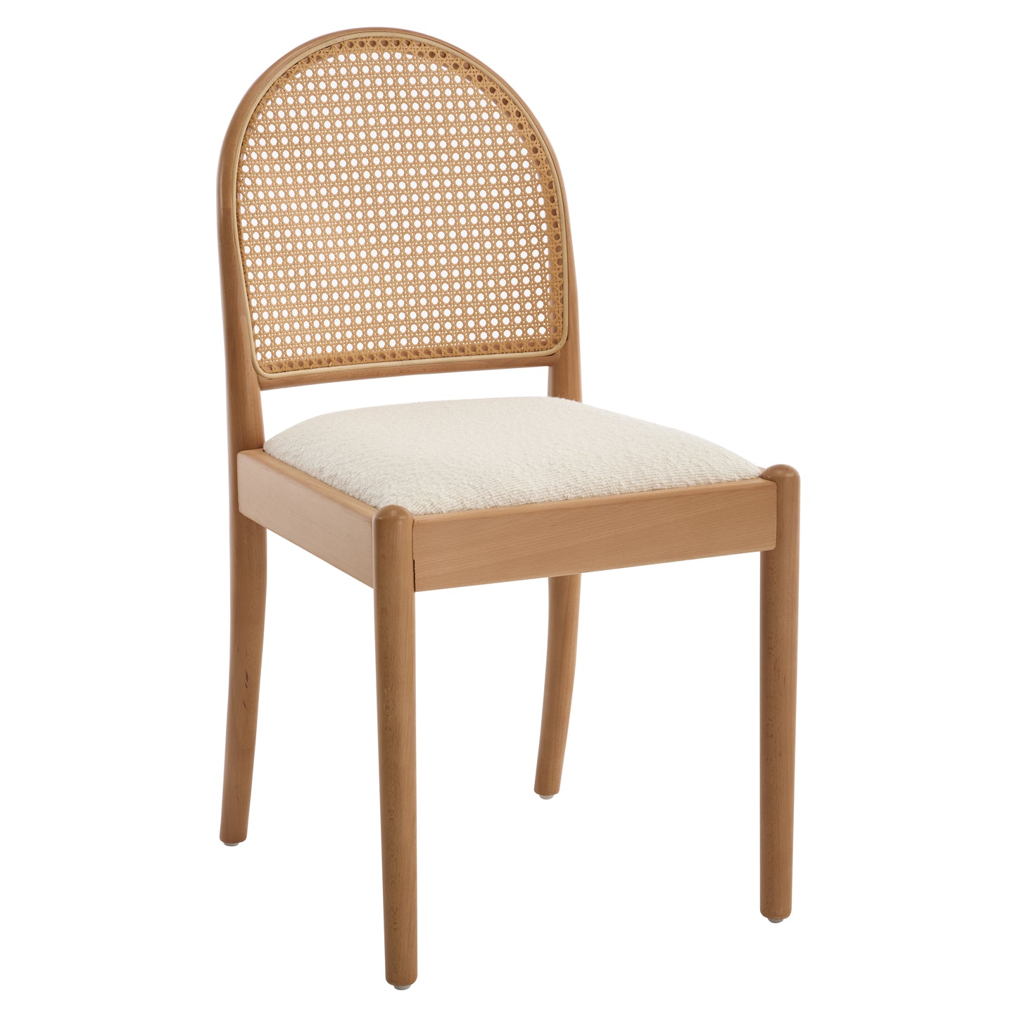 Beige Rattan Dining Chairs Set of 2 - Upholstered Kitchen Seating