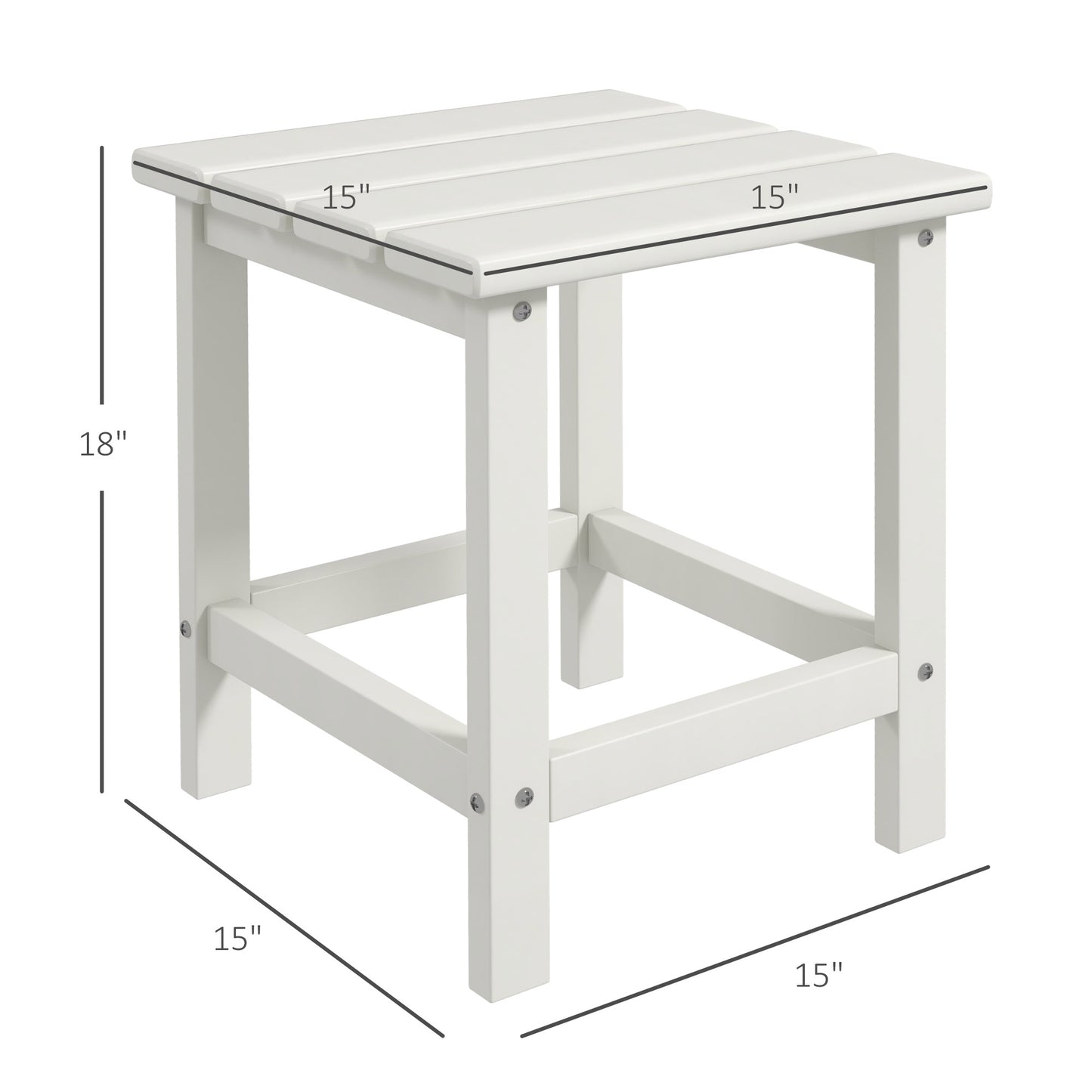 Adirondack Side Table - 15" Weather Resistant Outdoor HDPE - White