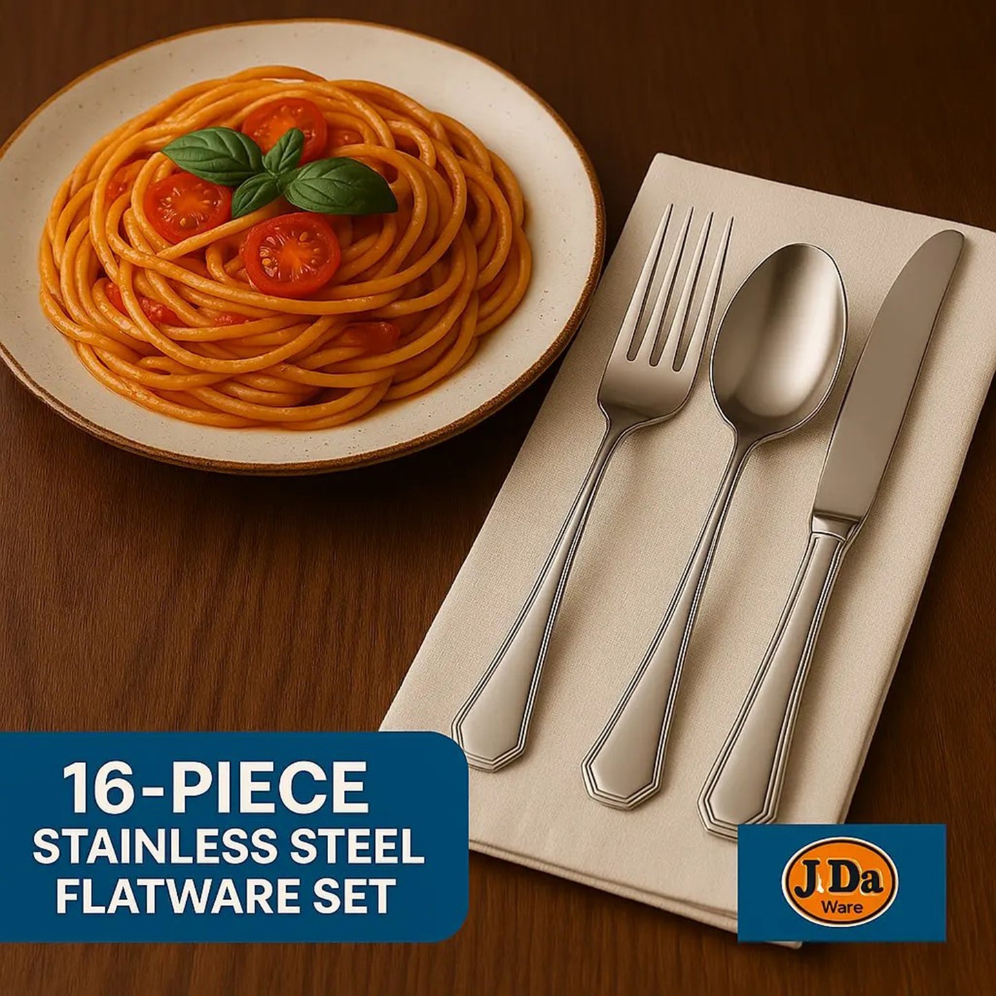 16-Piece Premium Stainless Steel Silverware Set for 4 - Elegant Utensils