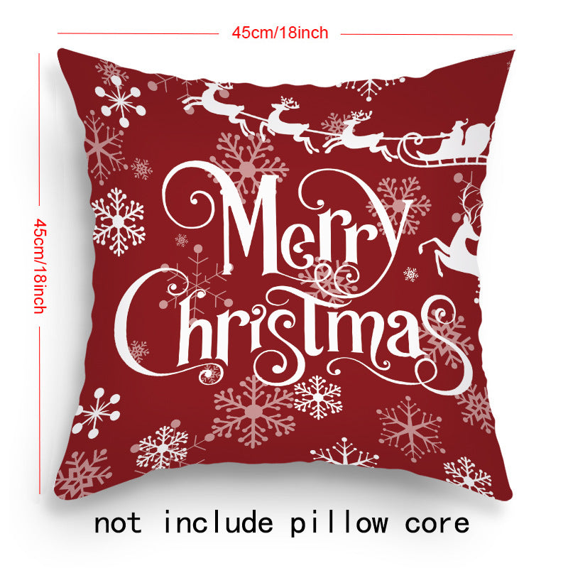 Holiday Cartoon Santa Claus Elk Pillow Cover 45x45cm Sofa Cushion Decor