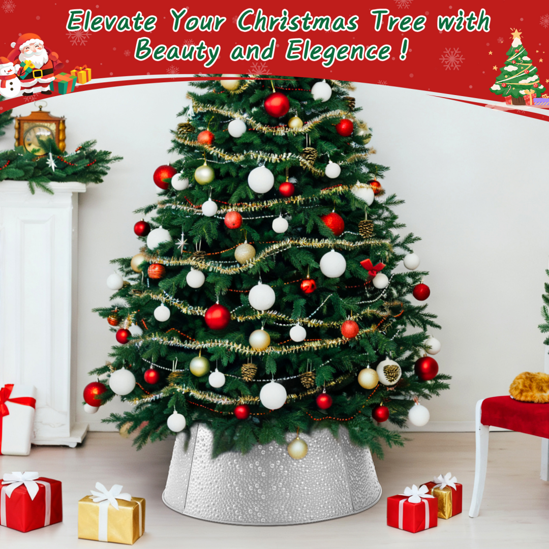 Metal Christmas Tree Collar - Durable Waterproof Tree Base Cover