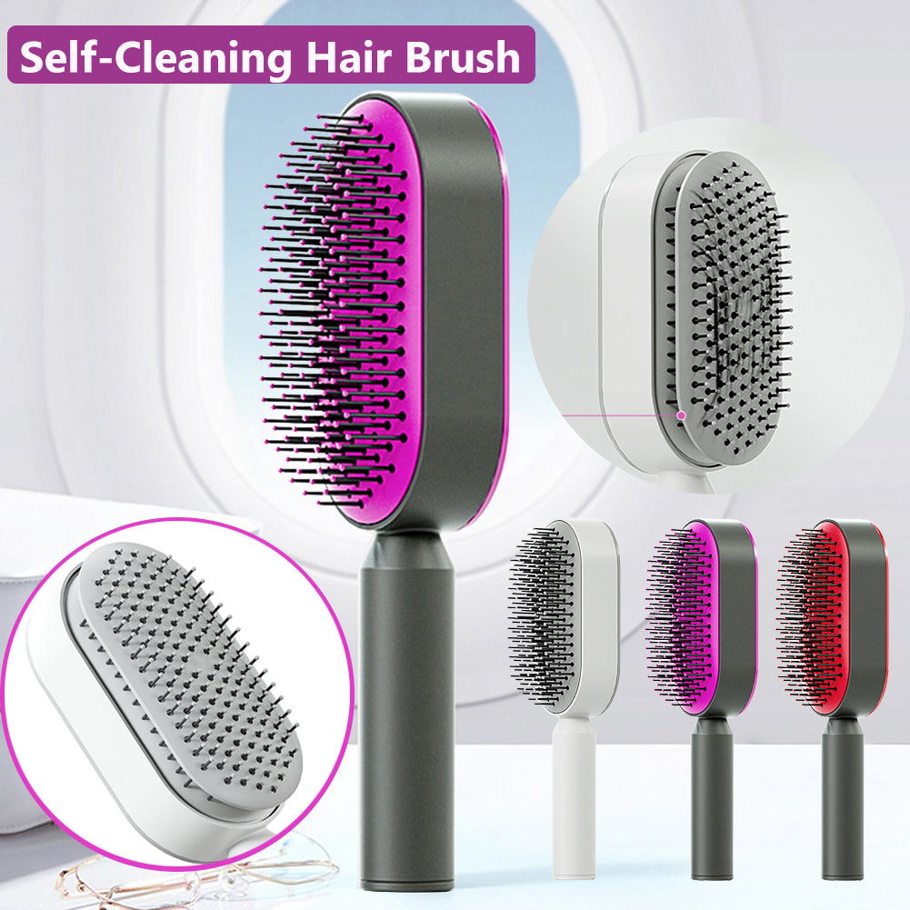 Self-Cleaning Hair Brush with 3D Air Cushion for Scalp Massage & Detangling