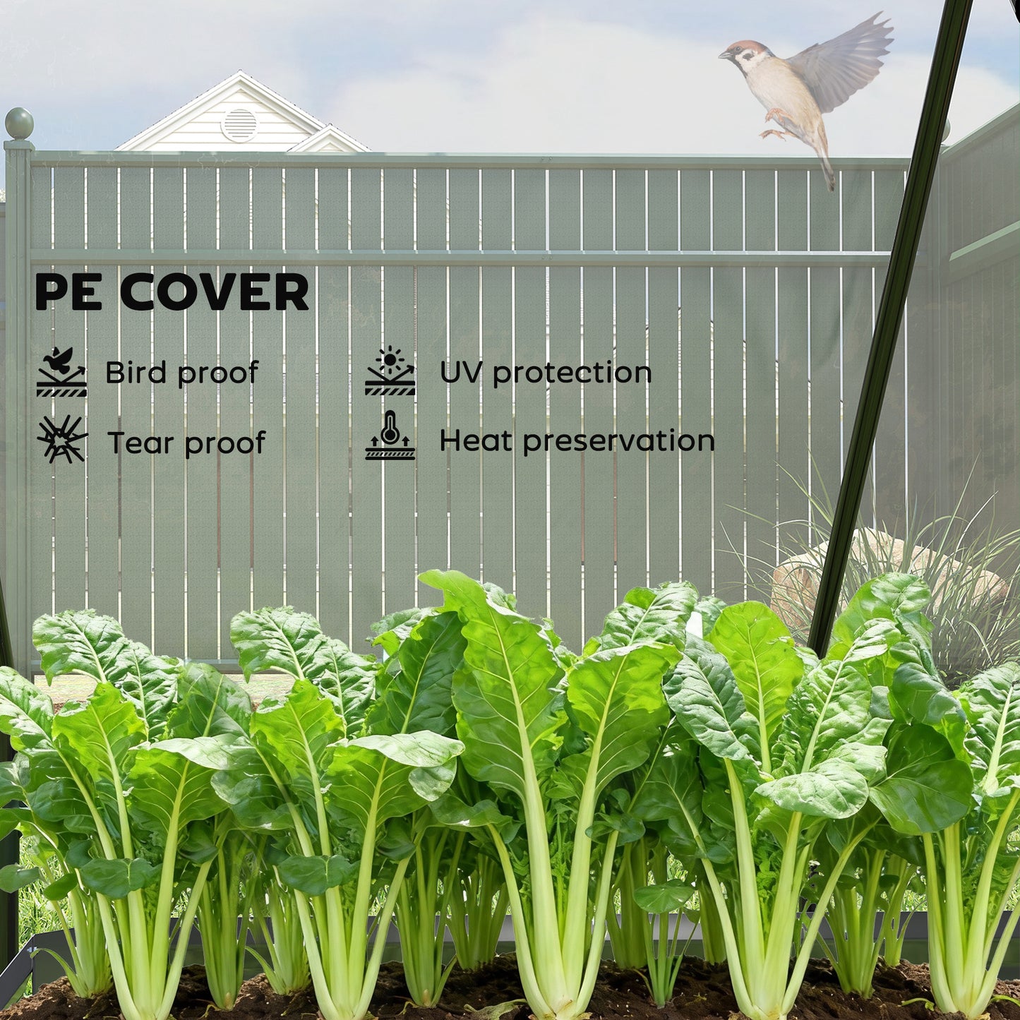 Raised Garden Bed with Mini Greenhouse Cover - Galvanized Steel, 4ft, Clear & Dark Gray
