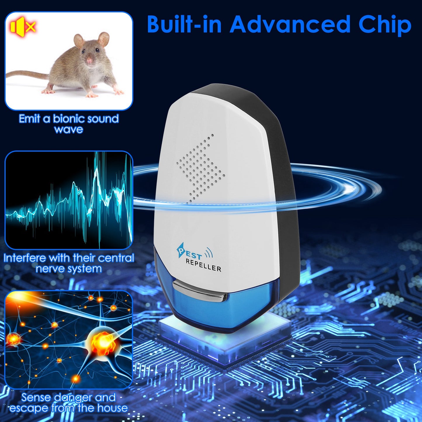 Ultrasonic Pest Repeller with Night Light - 2 Pack