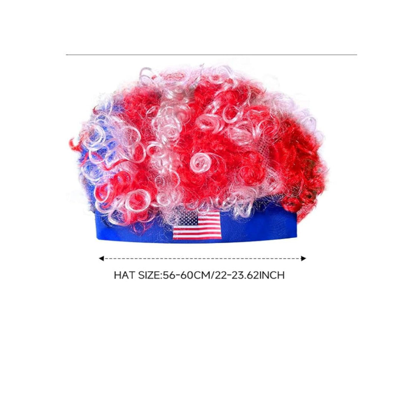 USA Flag Fan Wig - Red, White & Blue Wig for Soccer Events