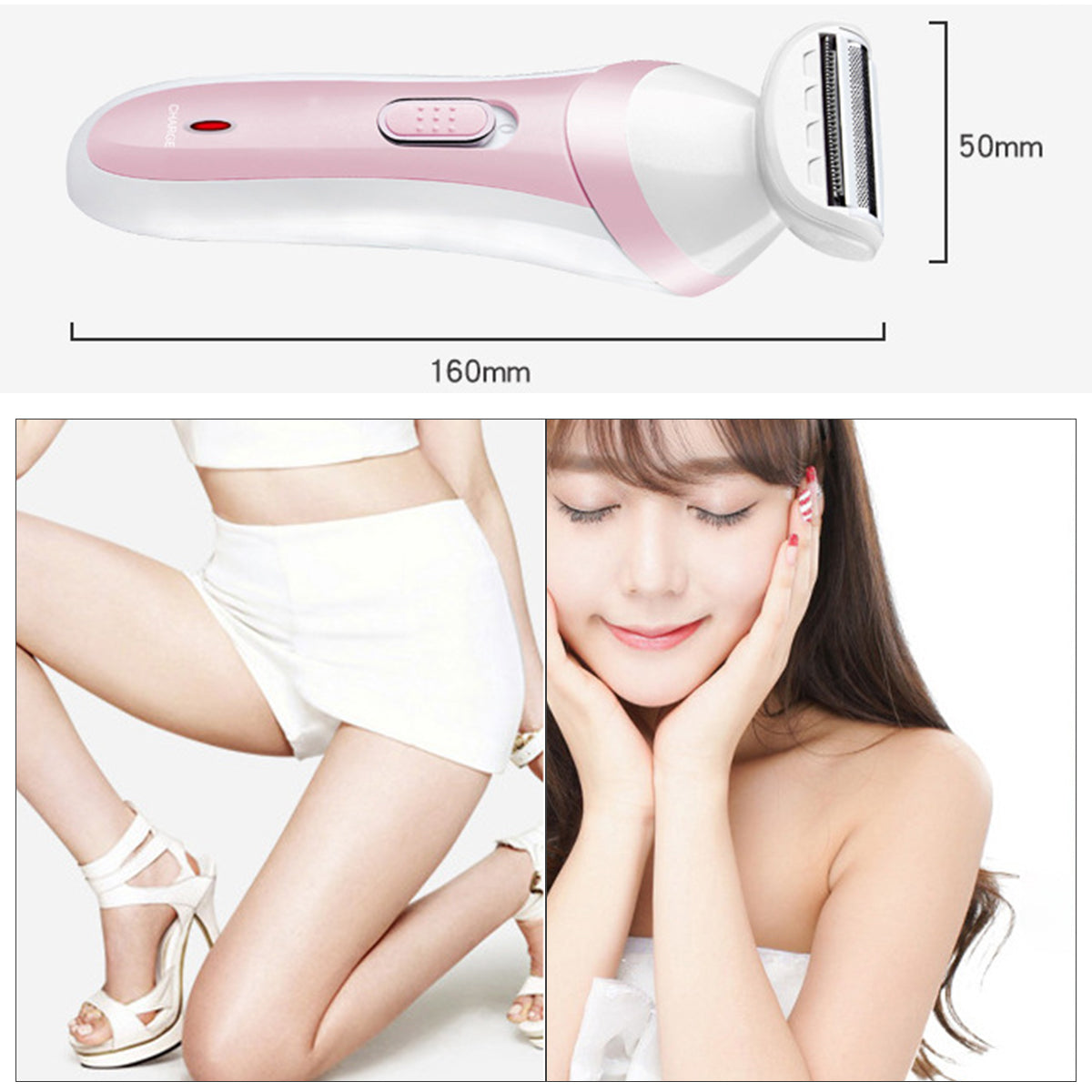 Rechargeable Electric Hair Trimmer for Women - Pink