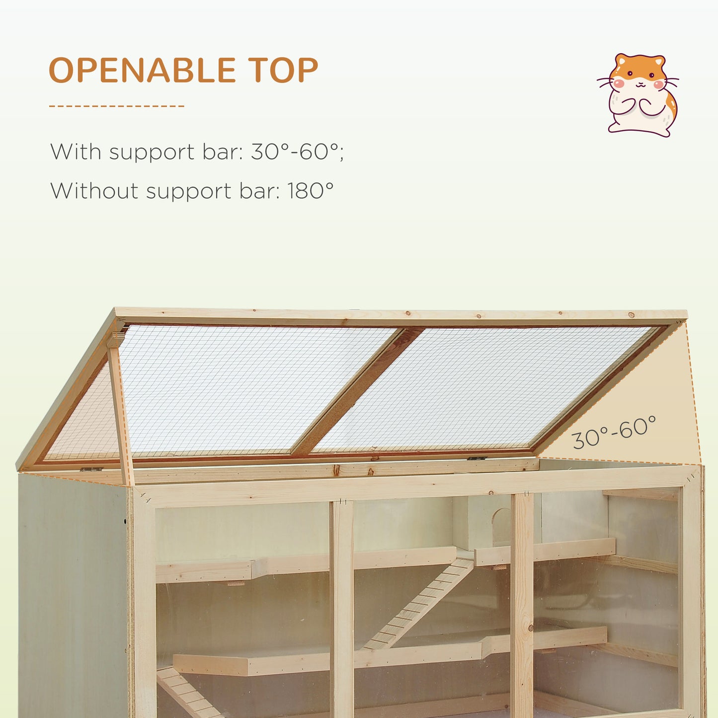 45-Inch Large Wooden Hamster Cage with Multi-Level Design & PVC Windows