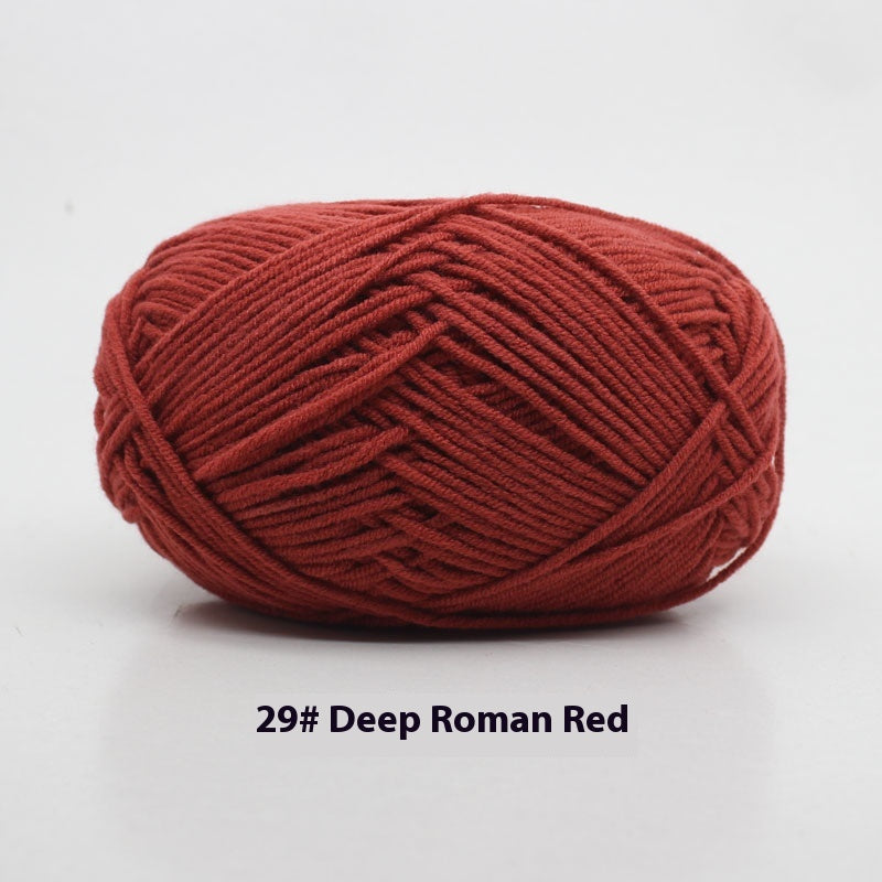 Four-Strand Milk Cotton Crochet Yarn Balls for Craft Projects - Multiple Colors