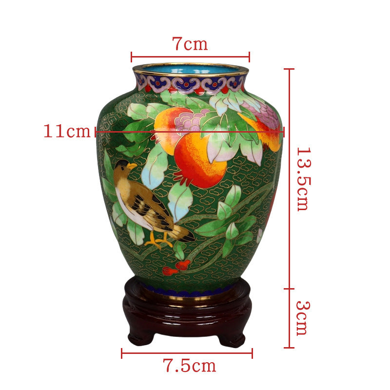Traditional Copper Filigree Enamel Pomegranate Vase - Handmade Home Decor