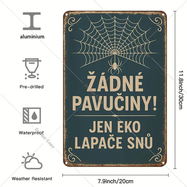 Vintage Czech Style Humorous Metal Wall Sign - 12x8 inches
