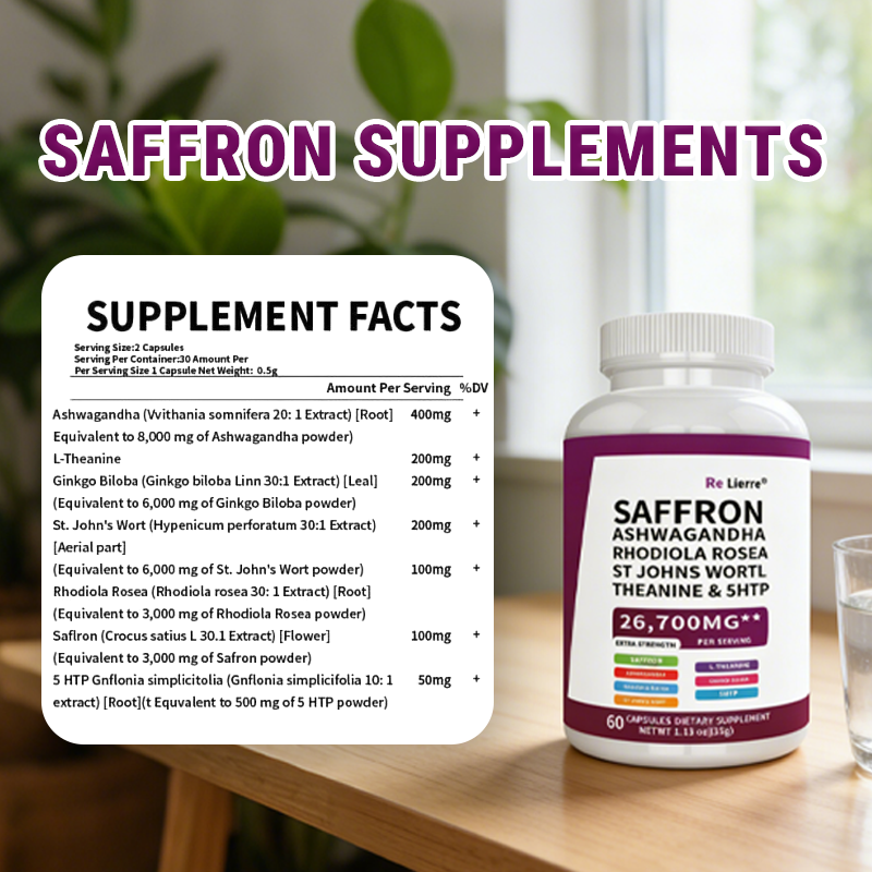 Saffron & Ashwagandha Herbal Supplement - 60 Capsules Extra Strength