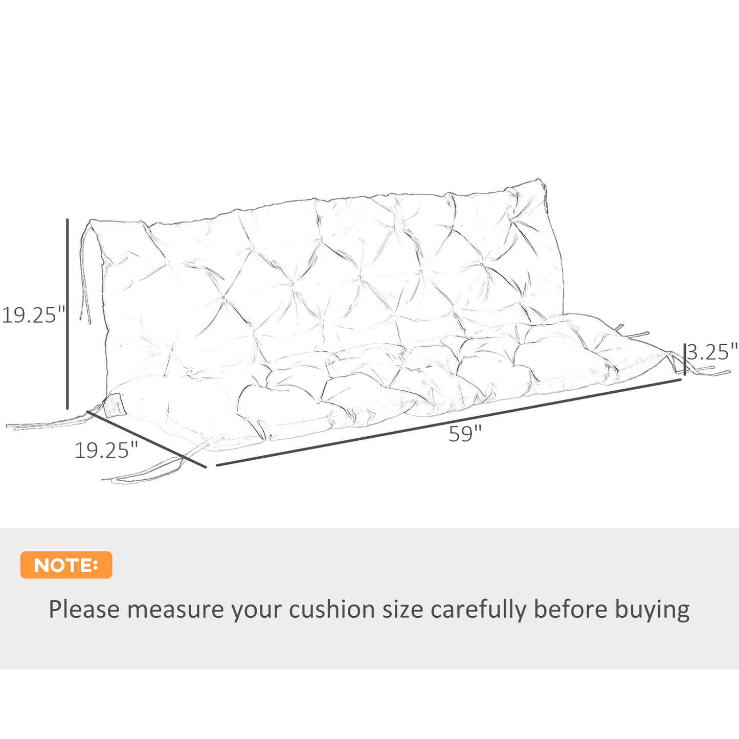59" x 38" Outdoor Bench Cushion for 3-Seater Furniture - Black